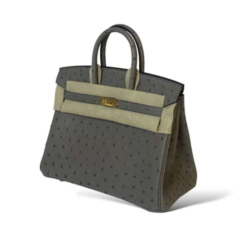 hermes bus 25|HERMES Ostrich Birkin 25 Gris Tourterelle .